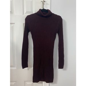 Burgundy turtle neck sweater dress
